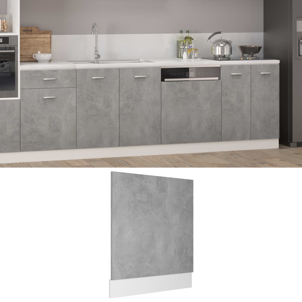 Opvaskemaskine panel betongrå 59,5x3x67 cm træmateriale