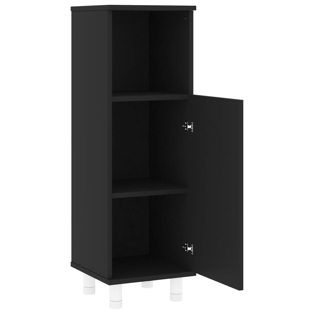 Badeværelsesskab Sort 30x30x95 cm Træ Materiale