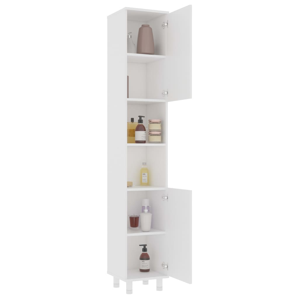 Badeværelsesskab Hvid 30x30x179 cm Træ Materiale