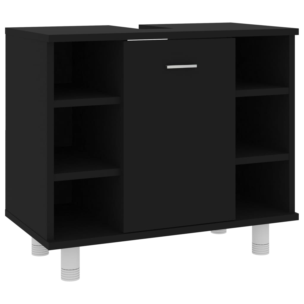 Badeværelsesskab Sort 60x32x53,5 cm Træ Materiale