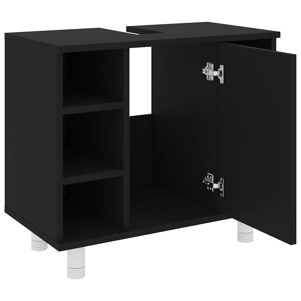 Badeværelsesskab Sort 60x32x53,5 cm Træ Materiale