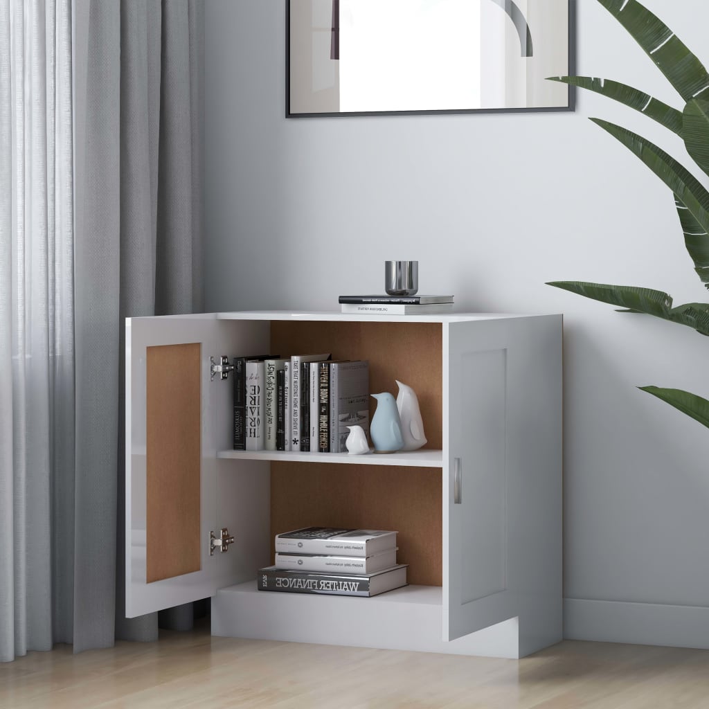 Reol Højglans Hvid 82,5x30,5x80 cm Træ Materiale