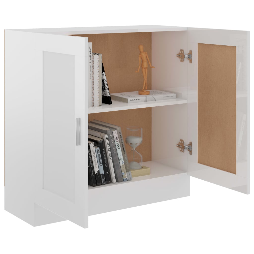 Reol Højglans Hvid 82,5x30,5x80 cm Træ Materiale