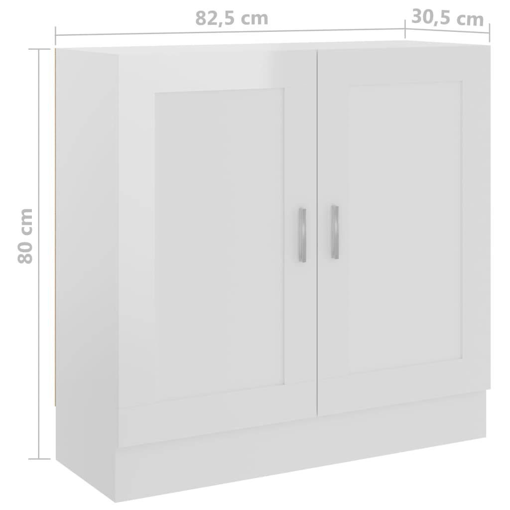 Reol Højglans Hvid 82,5x30,5x80 cm Træ Materiale