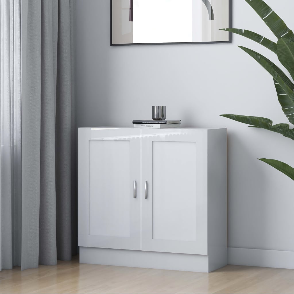Reol Højglans Hvid 82,5x30,5x80 cm Træ Materiale