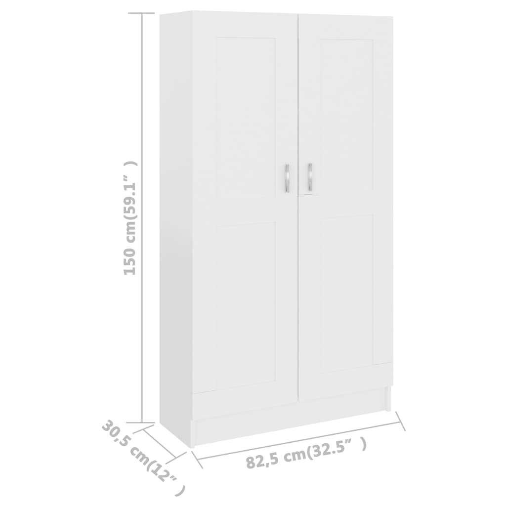Reol Hvid 82,5x30,5x150 cm Træ Materiale