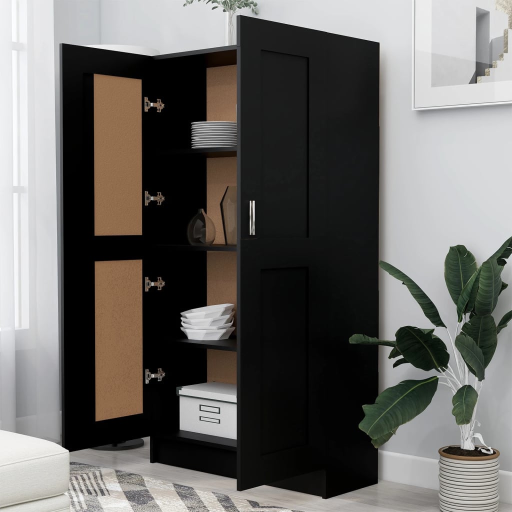Bogreol Sort 82,5x30,5x150 cm Træ Materiale
