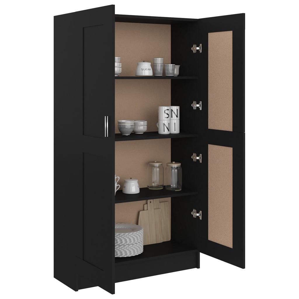 Bogreol Sort 82,5x30,5x150 cm Træ Materiale