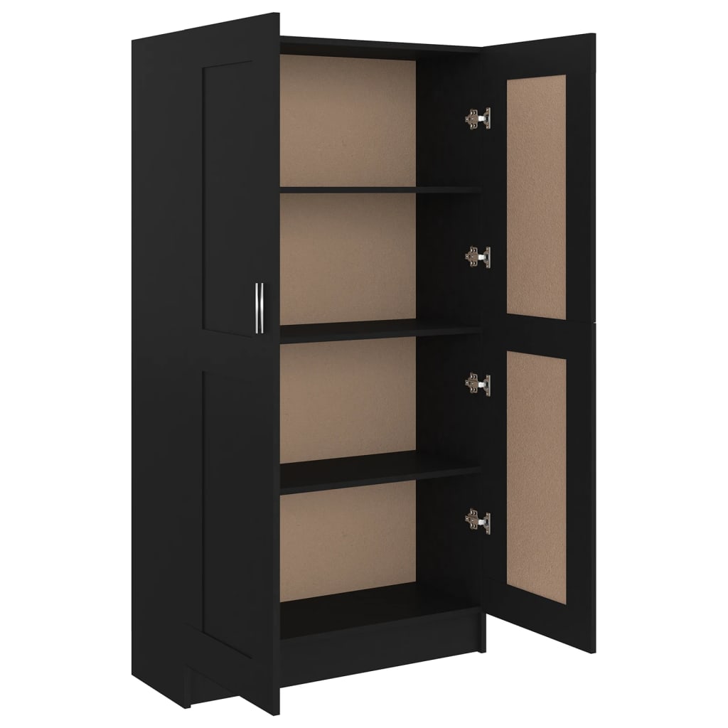 Bogreol Sort 82,5x30,5x150 cm Træ Materiale