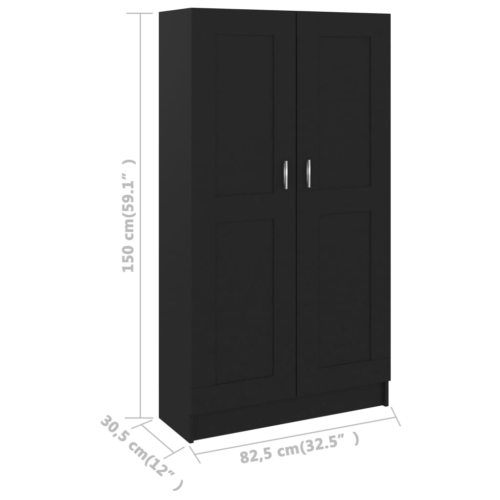 Bogreol Sort 82,5x30,5x150 cm Træ Materiale