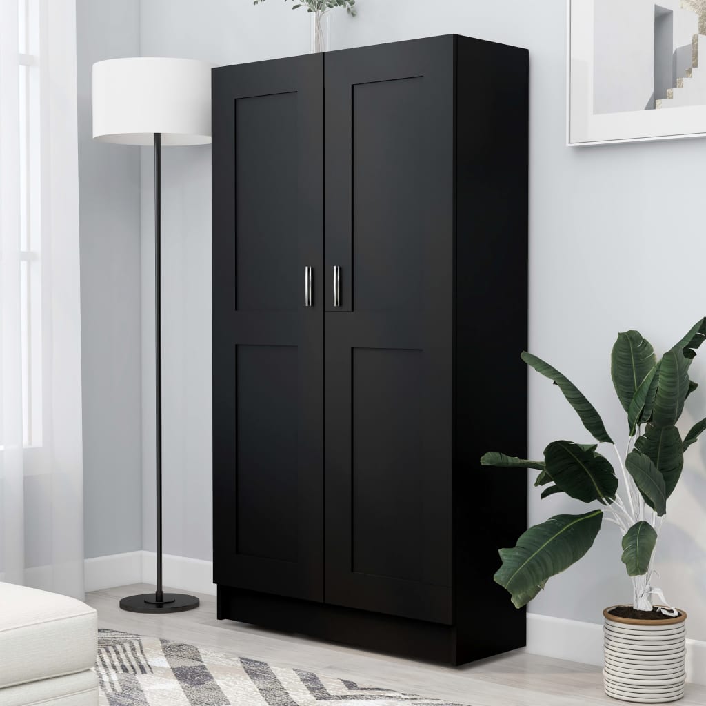 Bogreol Sort 82,5x30,5x150 cm Træ Materiale