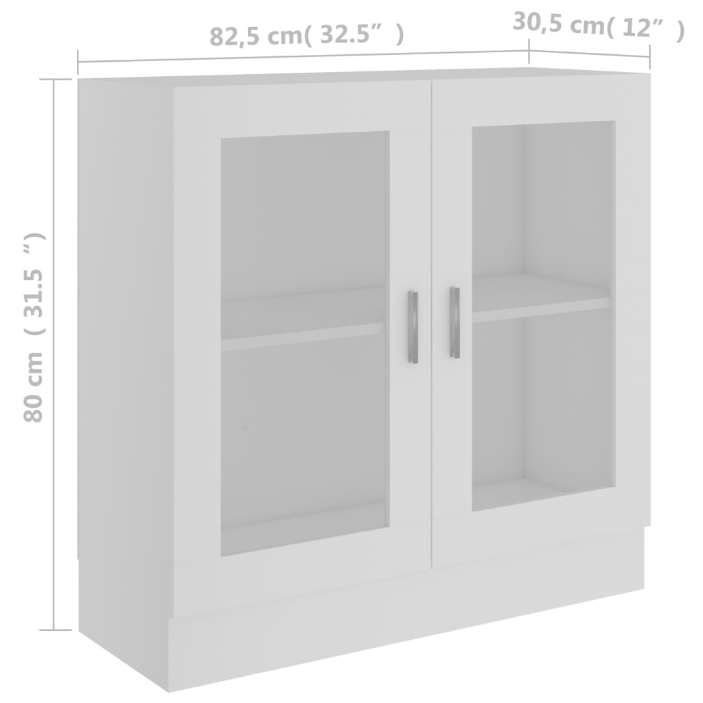 Vitrineskab Hvid 82,5x30,5x80 cm Træmateriale