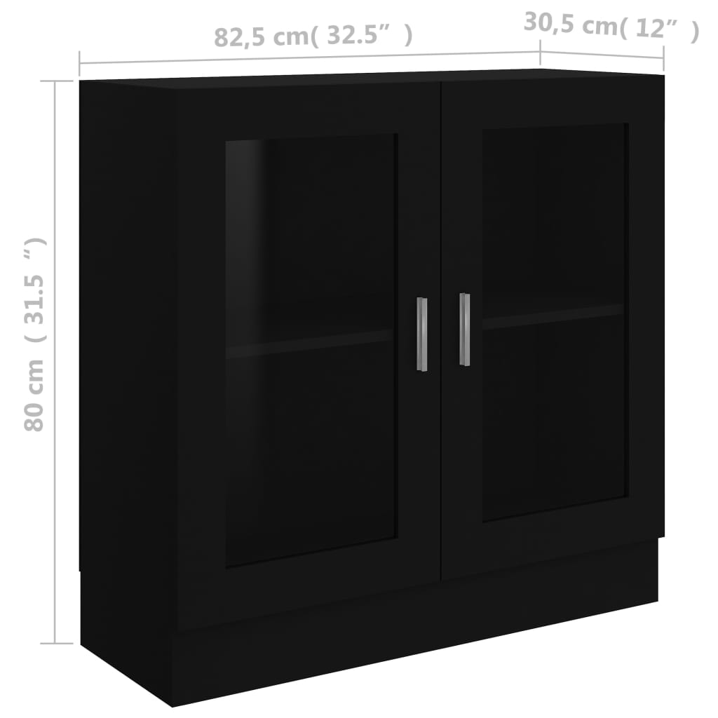 Vitrineskab Sort 82,5x30,5x80 cm Træmateriale
