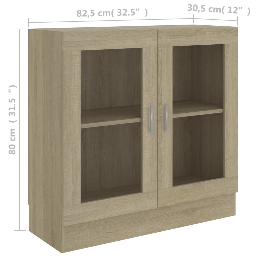 Vitrineskab Sonoma eg 82,5x30,5x80 cm træmateriale