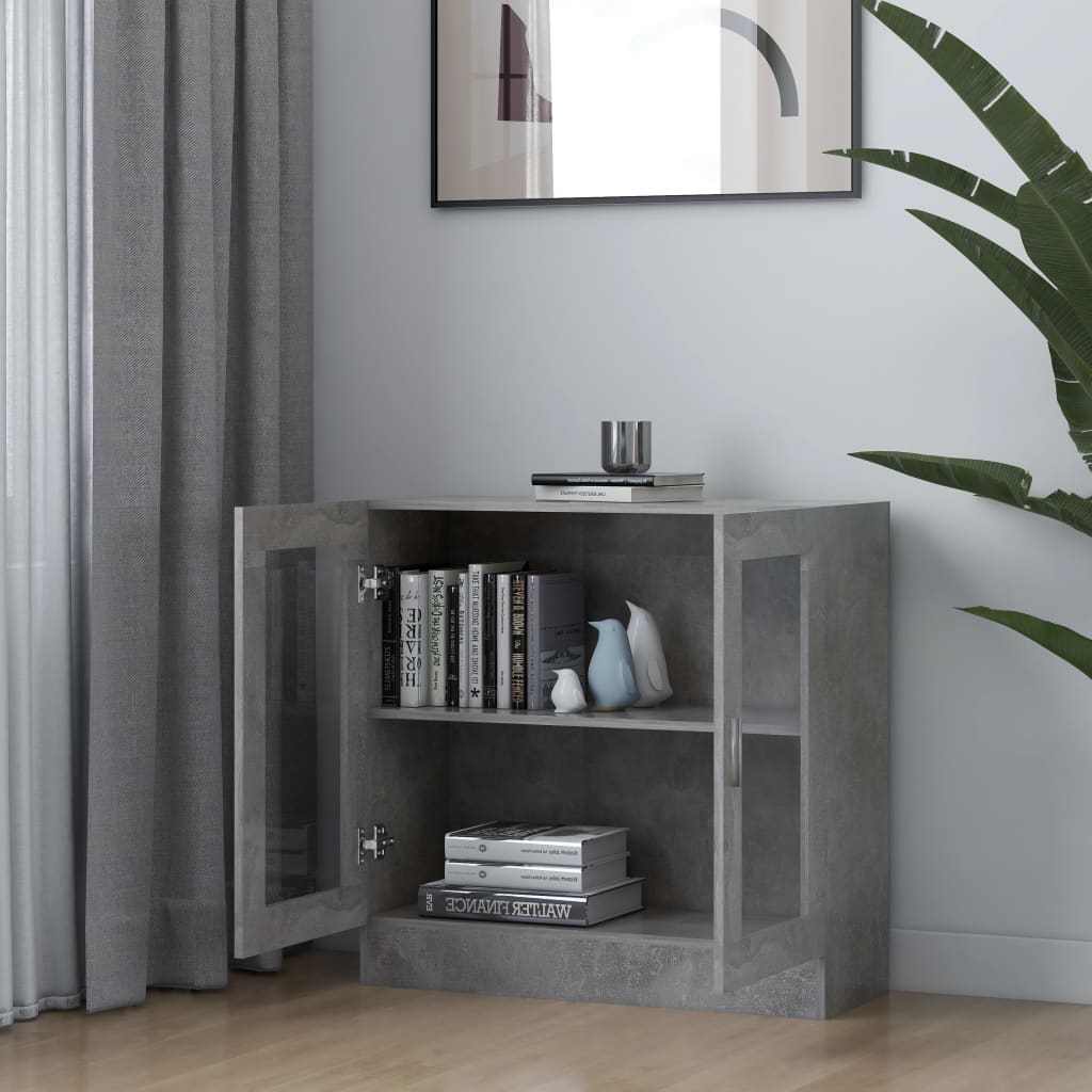 Vitrineskab Beton Grå 82,5x30,5x80 cm Træ Materiale