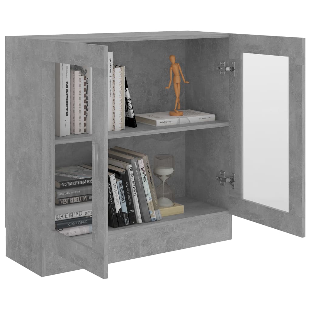 Vitrineskab Beton Grå 82,5x30,5x80 cm Træ Materiale