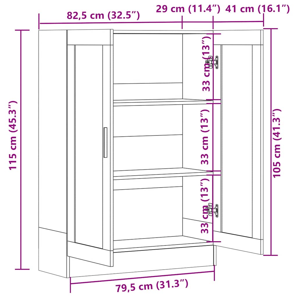 Vitrineskab Hvid 82,5x30,5x115 cm Træ Materiale