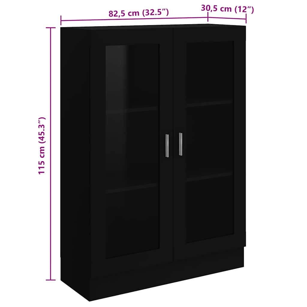 Vitrineskab Sort 82,5x30,5x115 cm Træ Materiale