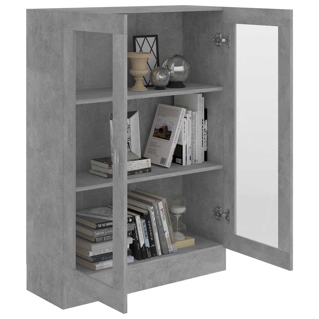 Vitrineskab Beton Grå 82,5x30,5x115 cm Træ Materiale