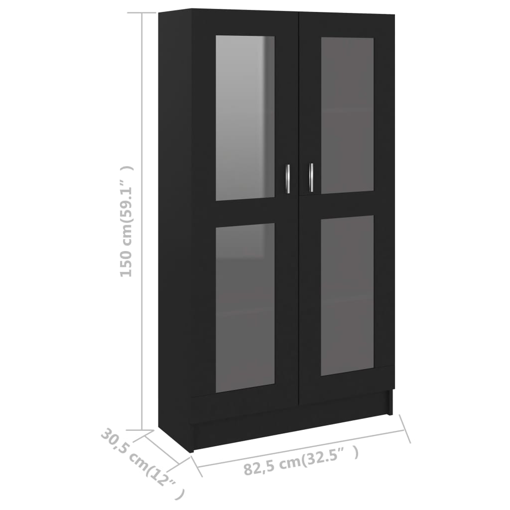 Vitrineskab Sort 82,5x30,5x150 cm Træ Materiale