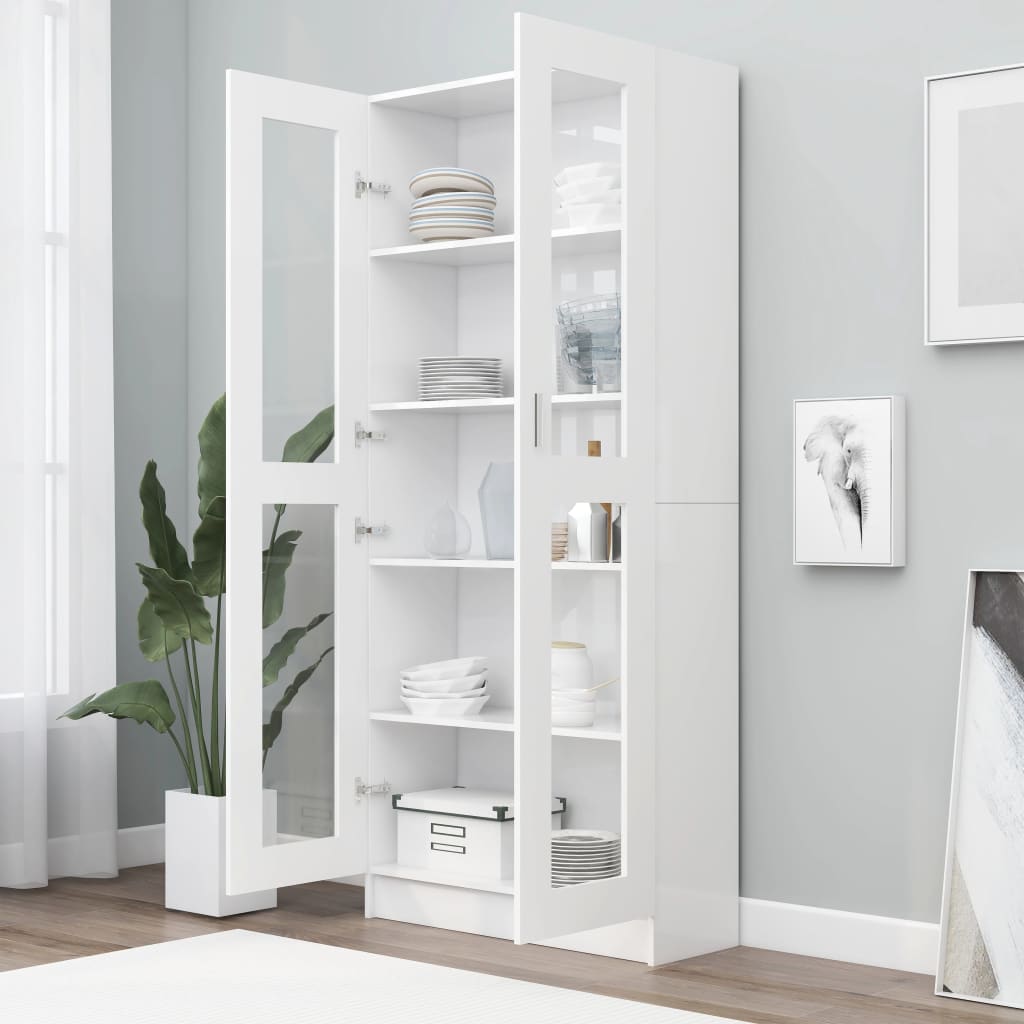 Vitrineskab Hvid 82,5x30,5x185,5 cm Træ Materiale