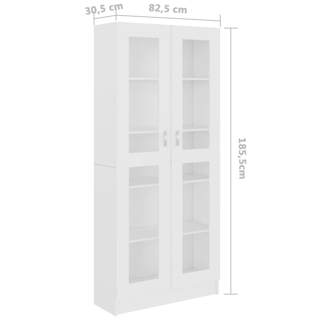 Vitrineskab Hvid 82,5x30,5x185,5 cm Træ Materiale