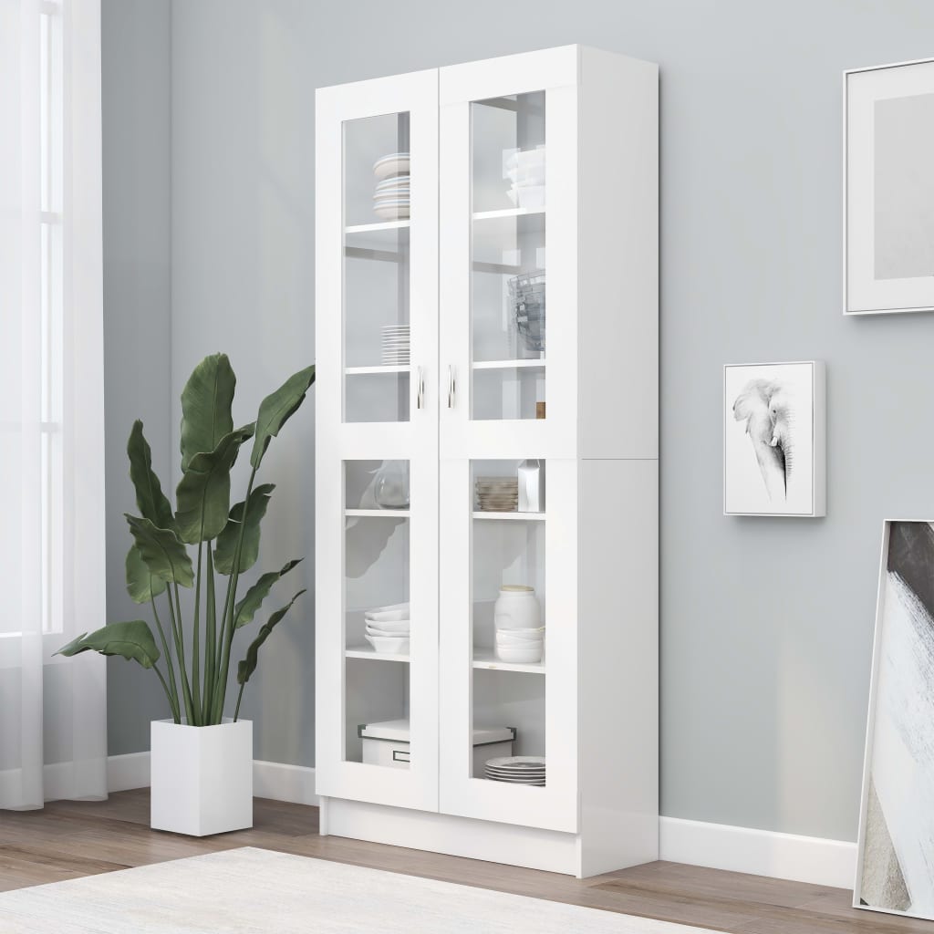 Vitrineskab Hvid 82,5x30,5x185,5 cm Træ Materiale