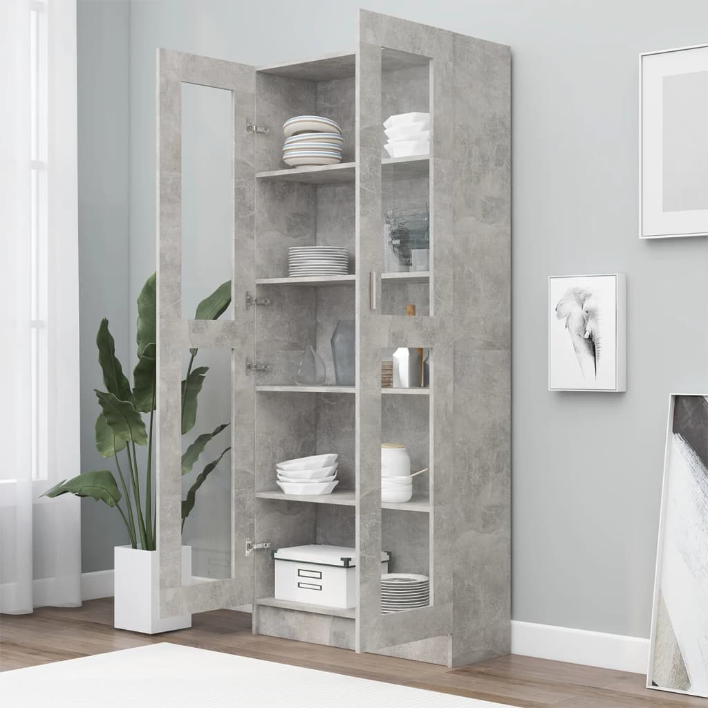 Vitrineskab Beton Grå 82,5x30,5x185,5 cm Træmateriale