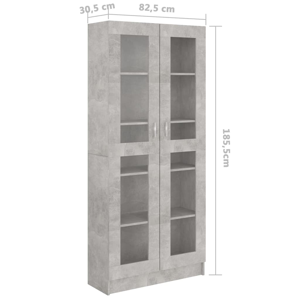 Vitrineskab Beton Grå 82,5x30,5x185,5 cm Træmateriale