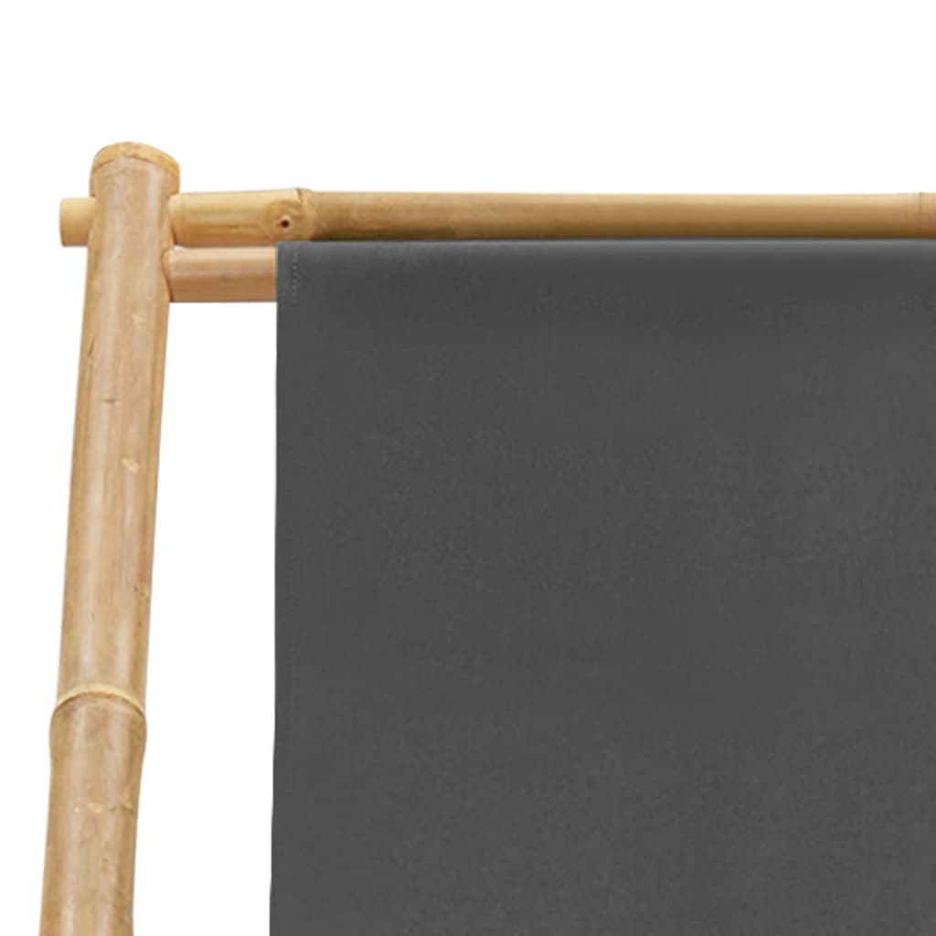 Liegestuhl Bambus und Canvas Dunkelgrau