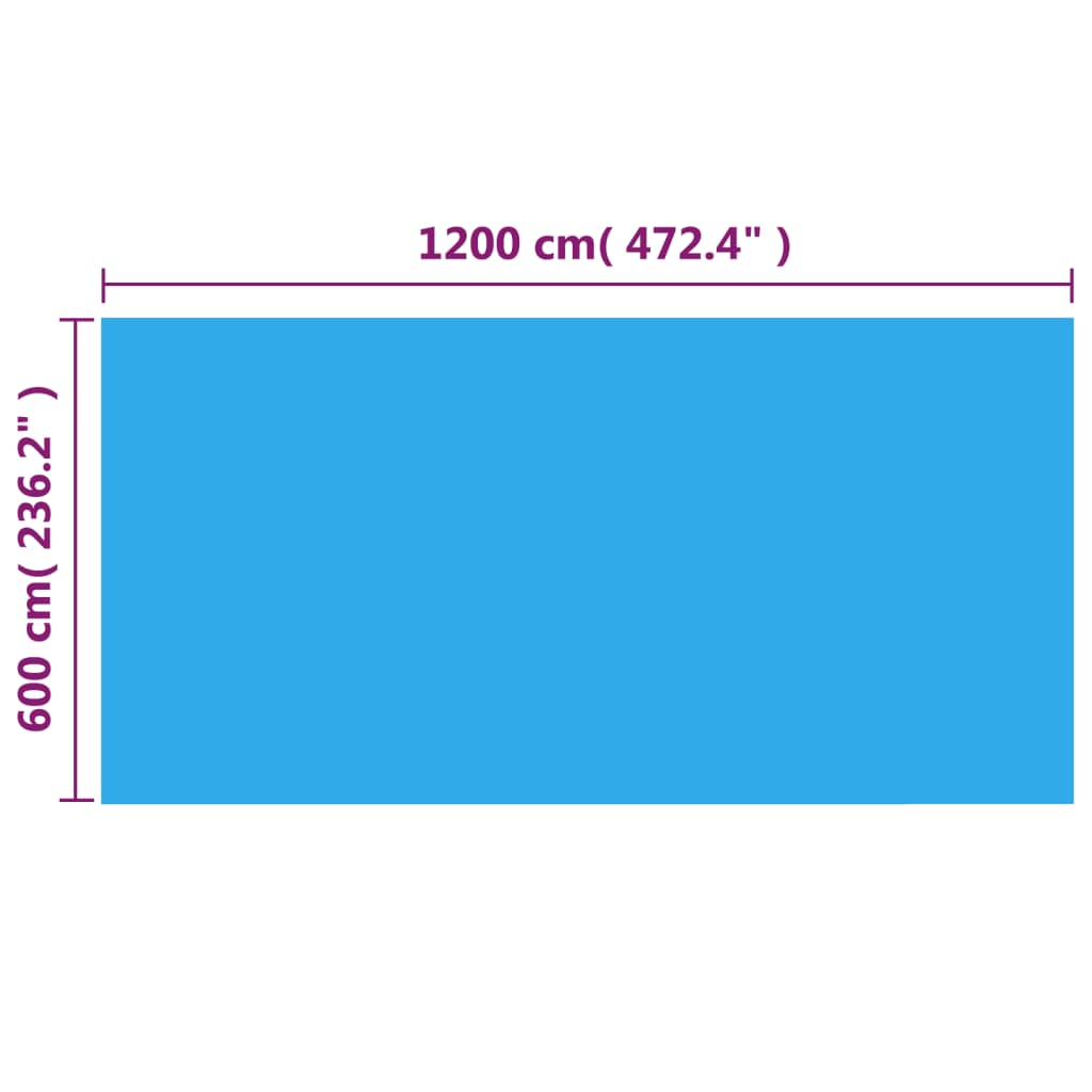 Rechteckige Poolabdeckung 1200x600 cm PE Blau