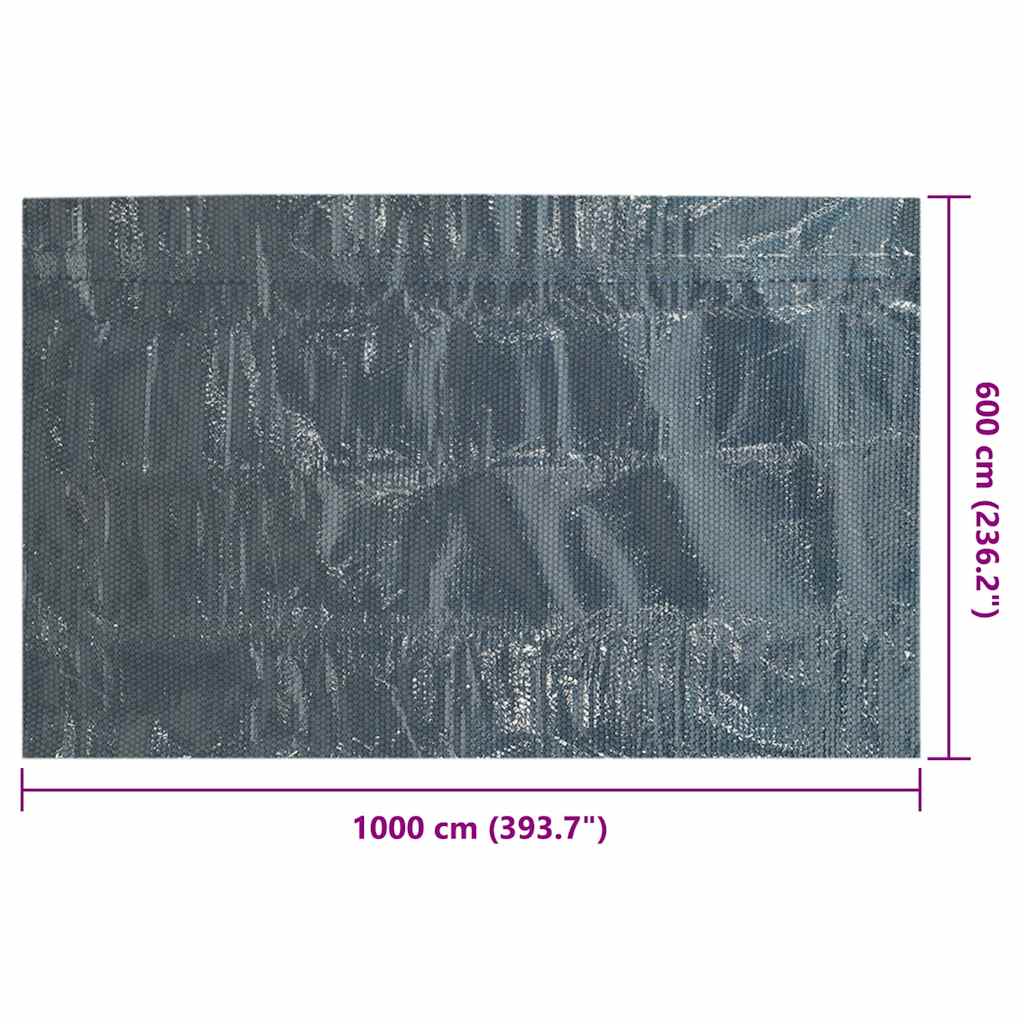 Treibende Pool-Solarplane PE 1000x600 cm Schwarz und Blau