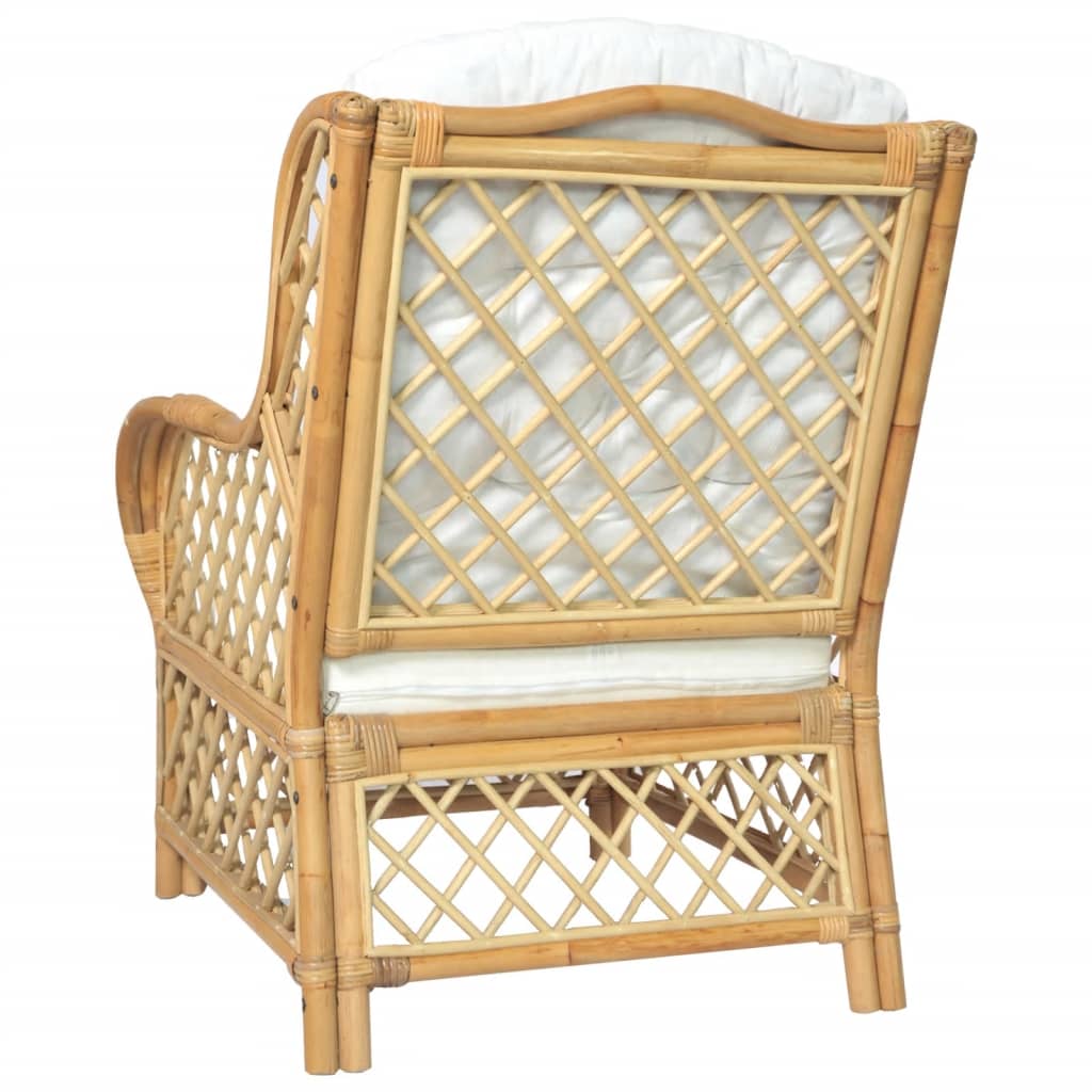 Sessel mit Kissen Natürliches Rattan und Leinen