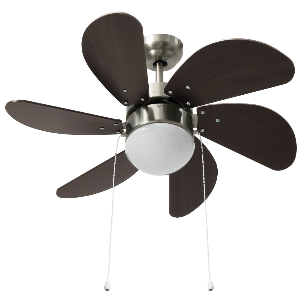 Loftsventilator med Lampe 76 cm Mørkebrun