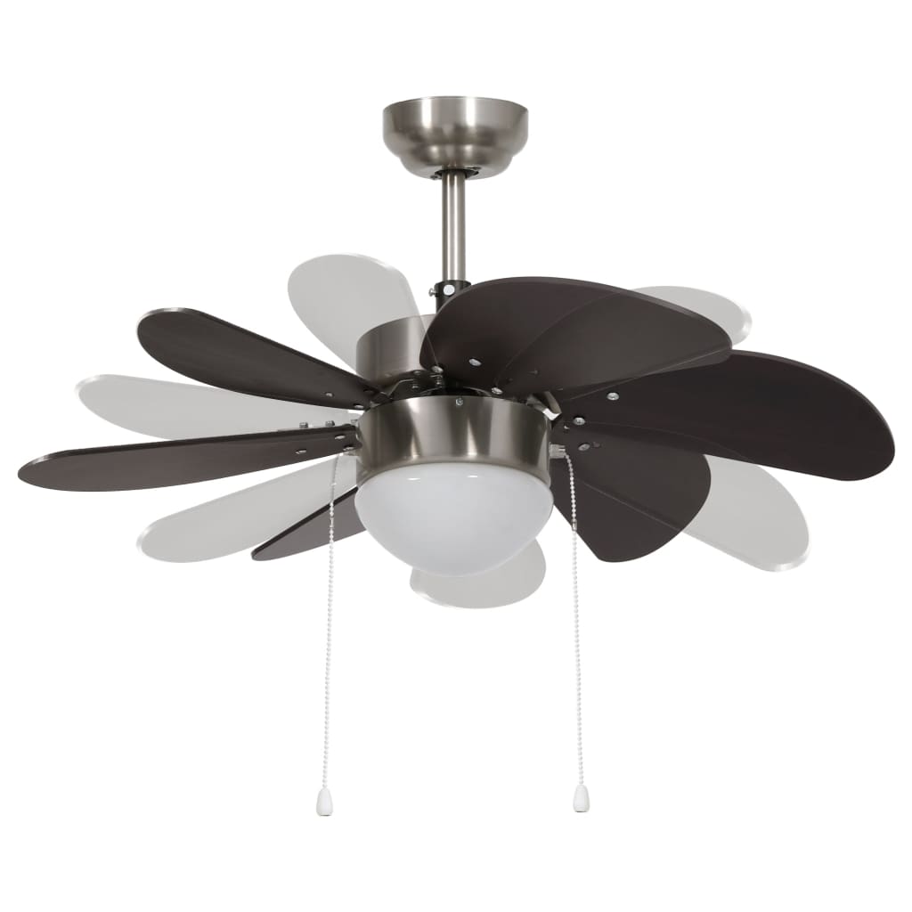 Loftsventilator med Lampe 76 cm Mørkebrun