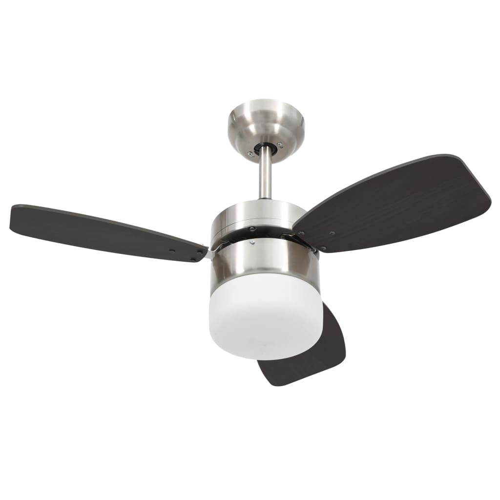 Loftsventilator med lys og fjernbetjening 76 cm mørkebrun
