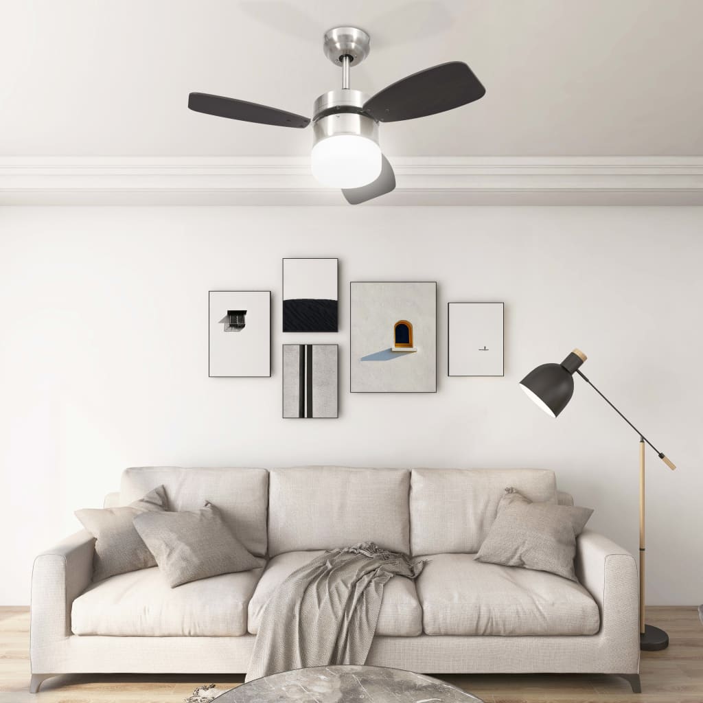 Loftsventilator med lys og fjernbetjening 76 cm mørkebrun