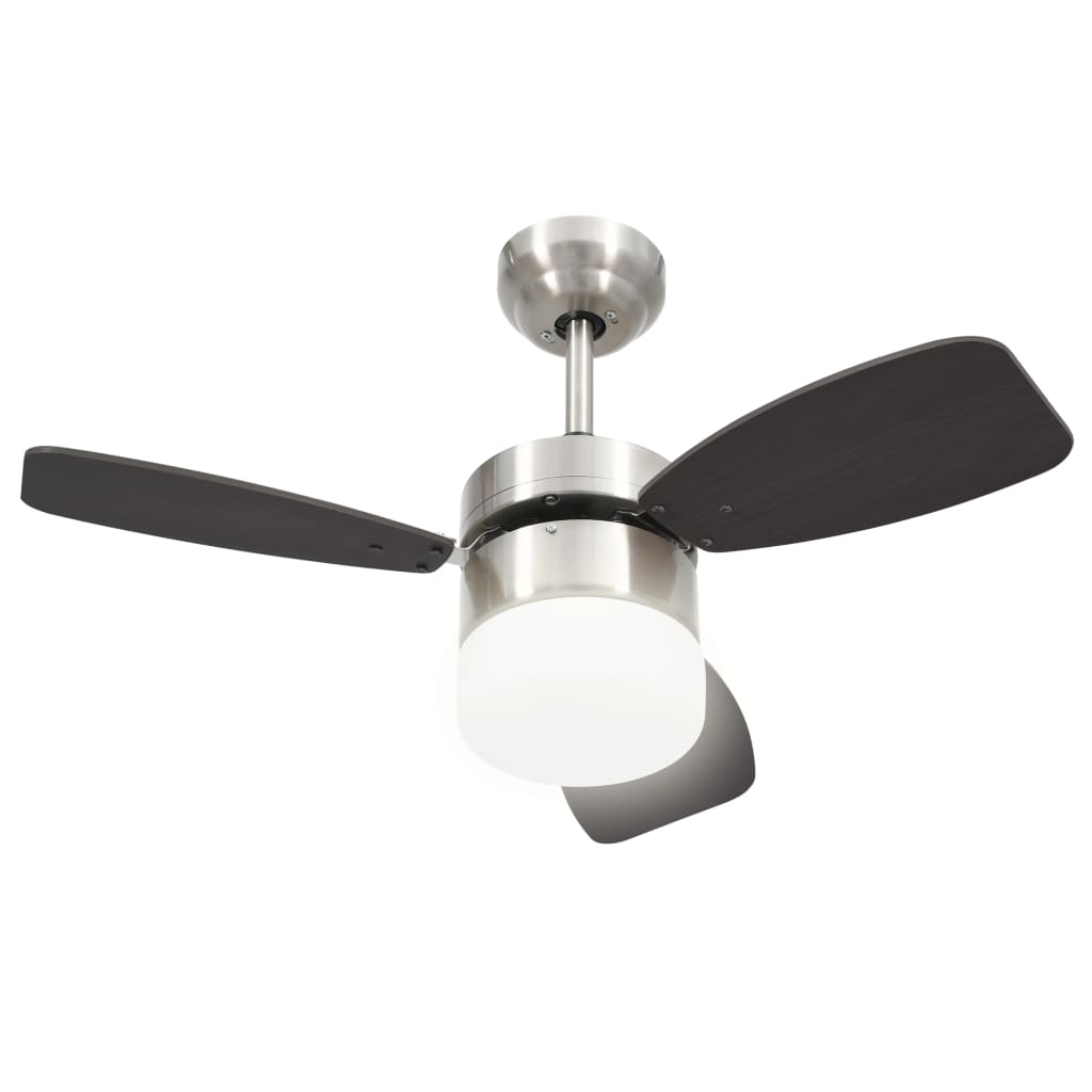 Loftsventilator med lys og fjernbetjening 76 cm mørkebrun