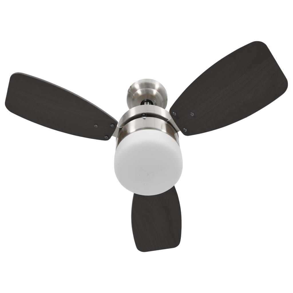 Loftsventilator med lys og fjernbetjening 76 cm mørkebrun