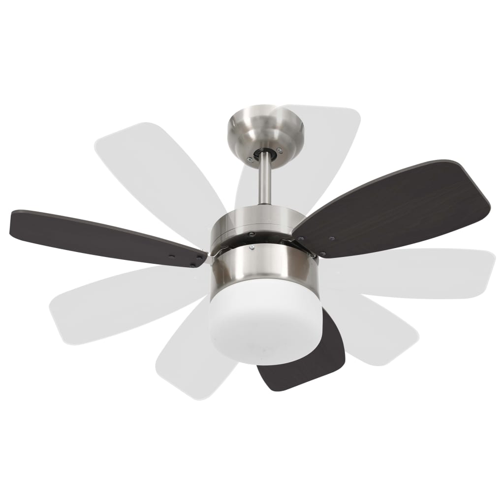 Loftsventilator med lys og fjernbetjening 76 cm mørkebrun