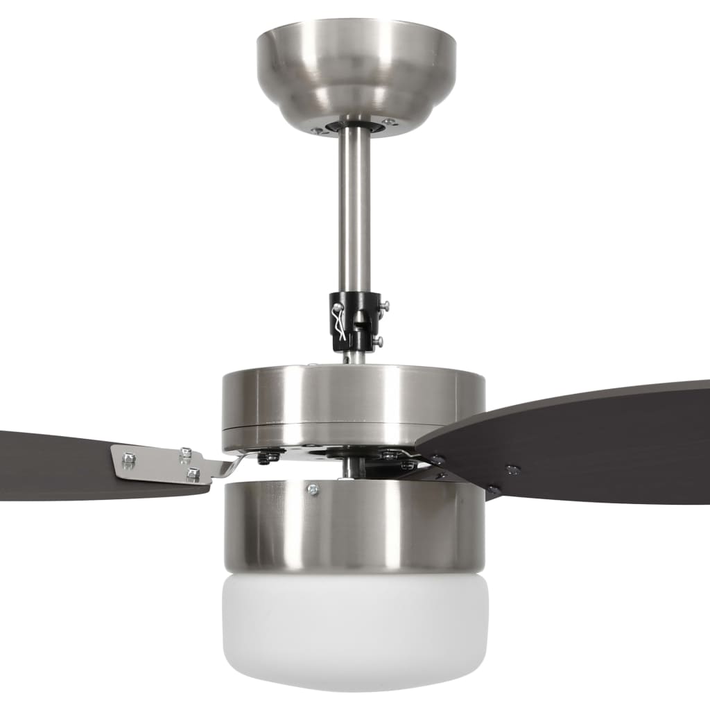 Loftsventilator med lys og fjernbetjening 76 cm mørkebrun