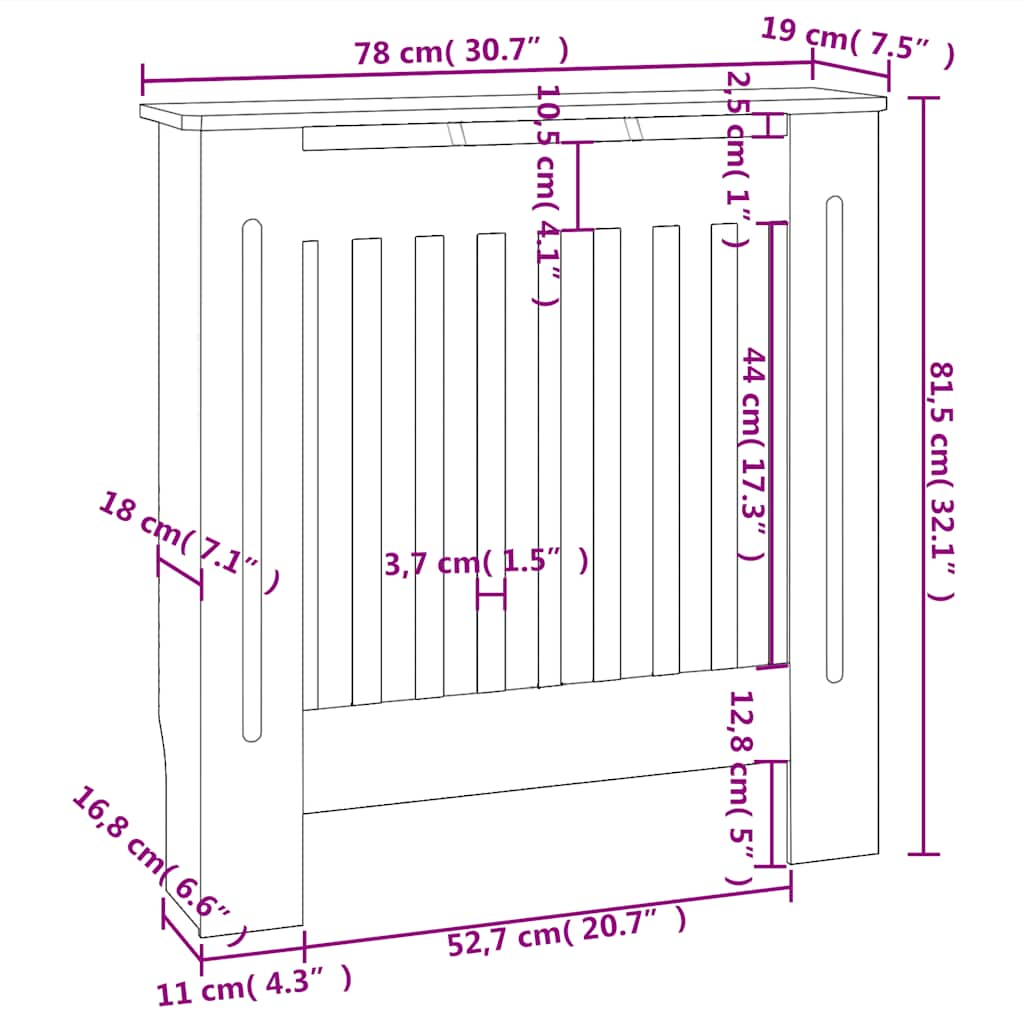 MDF Heizkörperverkleidung Schwarz 78 cm