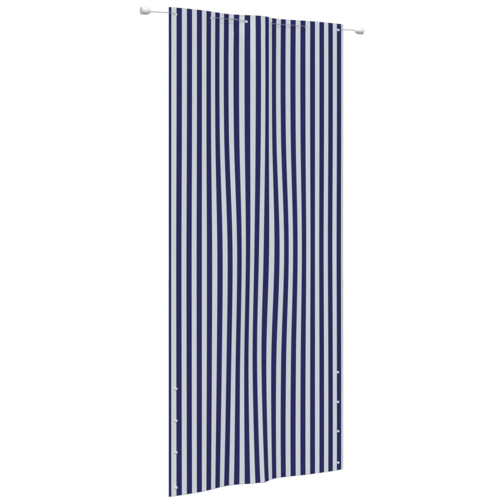 Balcony Privacy Screen Blå og Hvid 120x240 cm Oxford Stof