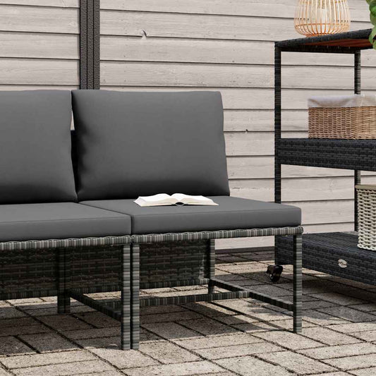 Modulares Mittelsofa mit Kissen Grau Poly Rattan