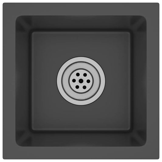 Handgemachte Einbauspüle Schwarz Edelstahl