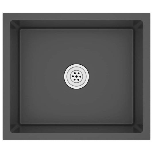 Handgemachte Einbauspüle Schwarz Edelstahl