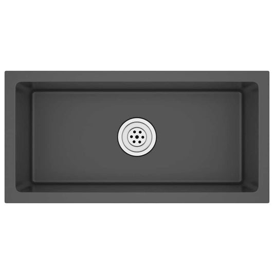 Handgemachte Einbauspüle Schwarz Edelstahl