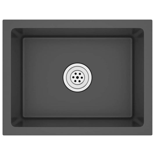 Handgemachte Einbauspüle Schwarz Edelstahl