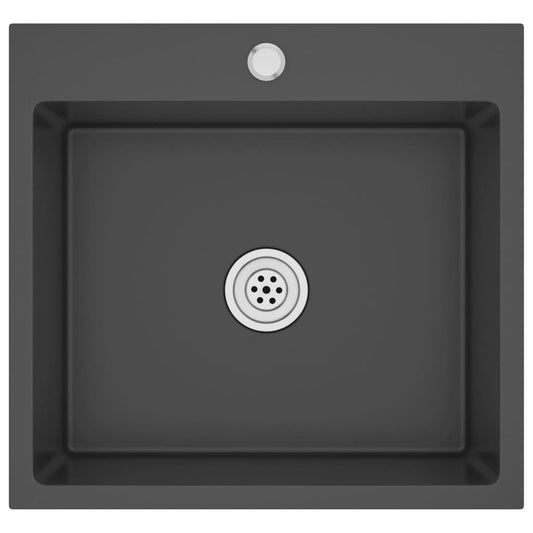 Handgemachte Einbauspüle Schwarz Edelstahl