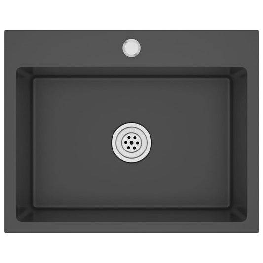 Handgemachte Einbauspüle Schwarz Edelstahl